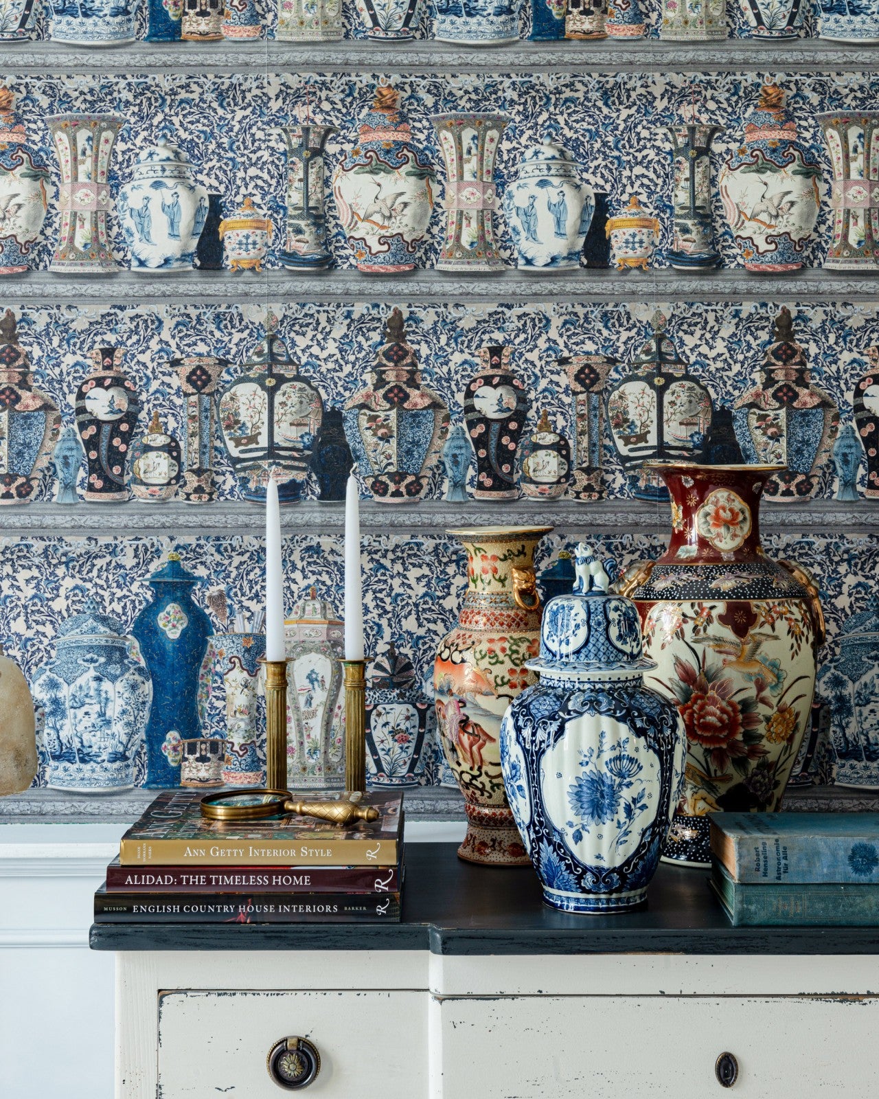 ceramic wonders indigo wallpaper