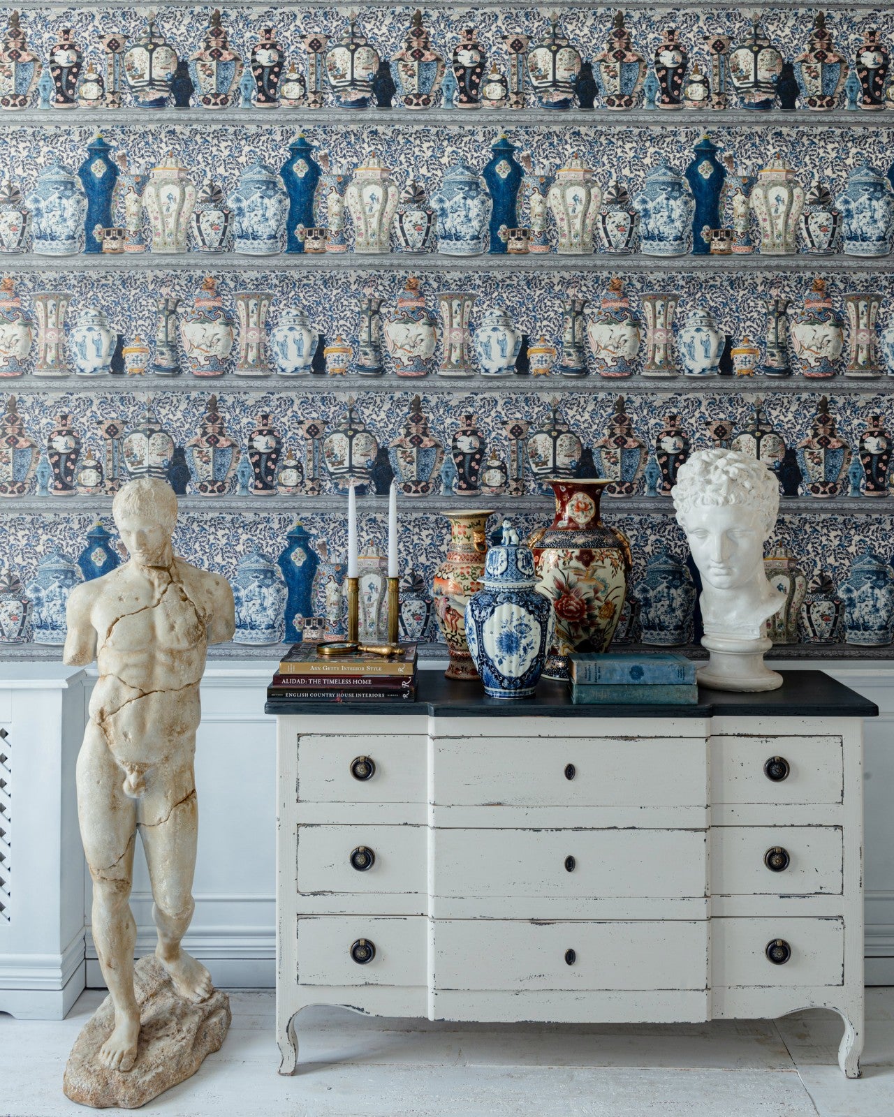 ceramic wonders indigo wallpaper