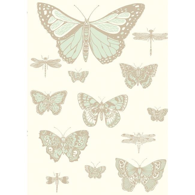 cole & son - butterflies & dragonflies - duck egg ivry - 103/15065.cs.0