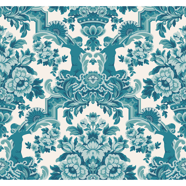 cole & son - lola - petrol blues on white - 117/13042.cs.0