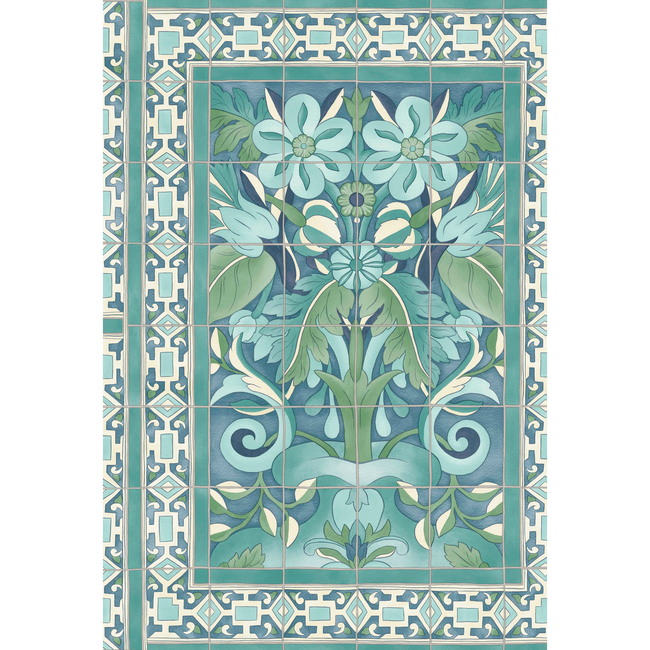 cole & son - triana - teal & dark teal on denim - 117/5014.cs.0