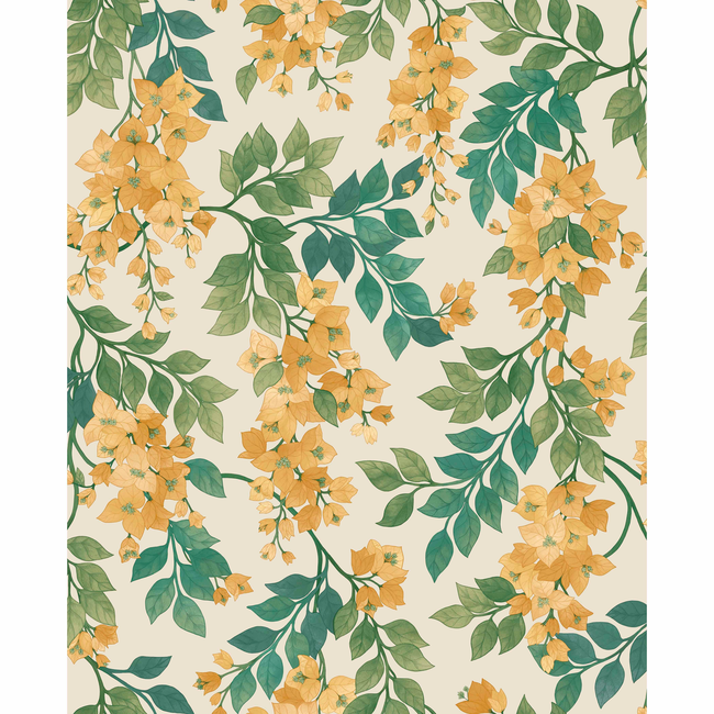 cole & son - bougainvillea - marigold/lf grn/emerald/parc - 117/6018.cs.0