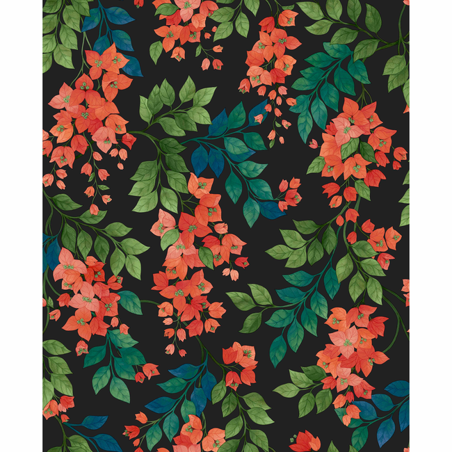 cole & son - bougainvillea - rouge/green/c sky/charcoal - 117/6017.cs.0