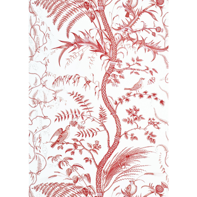 brunschwig & fils - bird and thistle - red - br-69518.166.0