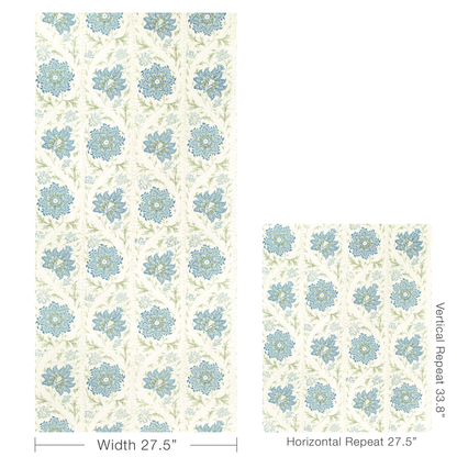 Calico Vine Wp - Green Blue