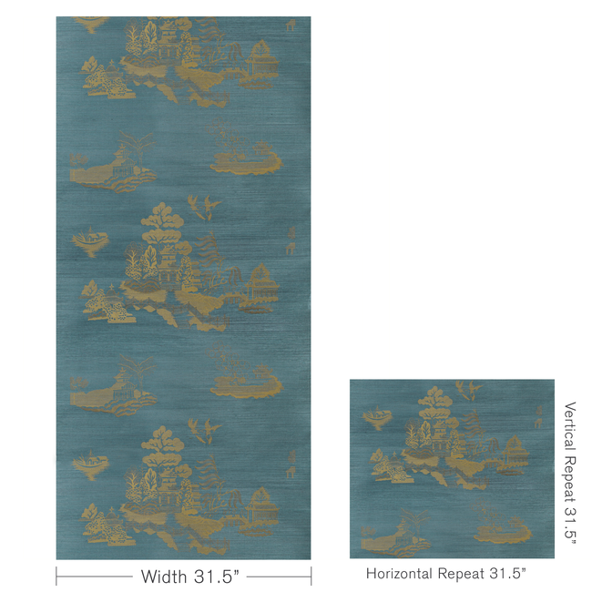 brunschwig & fils - la pagode - teal - p8020108.35.0