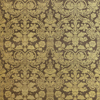 t1007 | curtis silk damask, metallic gold on brown - thibaut wallpaper