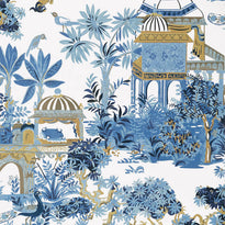 T20821 | Mystic Garden, Eden Blue and White - Thibaut Wallpaper