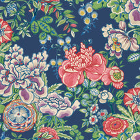 t42015 | peony garden, navy - thibaut wallpaper