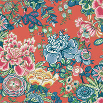 t42018 | peony garden, coral - thibaut wallpaper