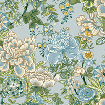 t42020 | peony garden, spa blue - thibaut wallpaper