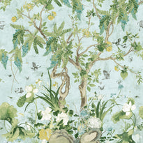 tm42054 | wild wisteria mural, spa blue - thibaut wallpaper