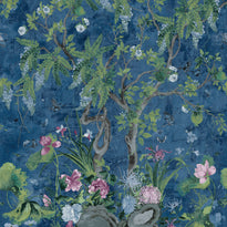 tm42055 | wild wisteria mural, navy - thibaut wallpaper