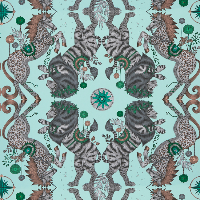 clarke & clarke - caspian wallpaper - aqua - w0113/01.cac.0