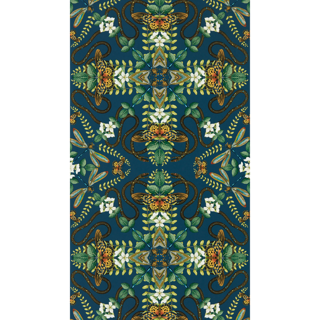 clarke & clarke - emerald forest wallpaper - midnight - w0129/03.cac.0