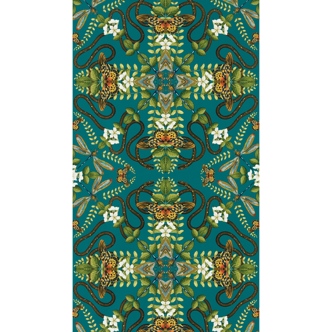 clarke & clarke - emerald forest wallpaper - teal - w0129/05.cac.0