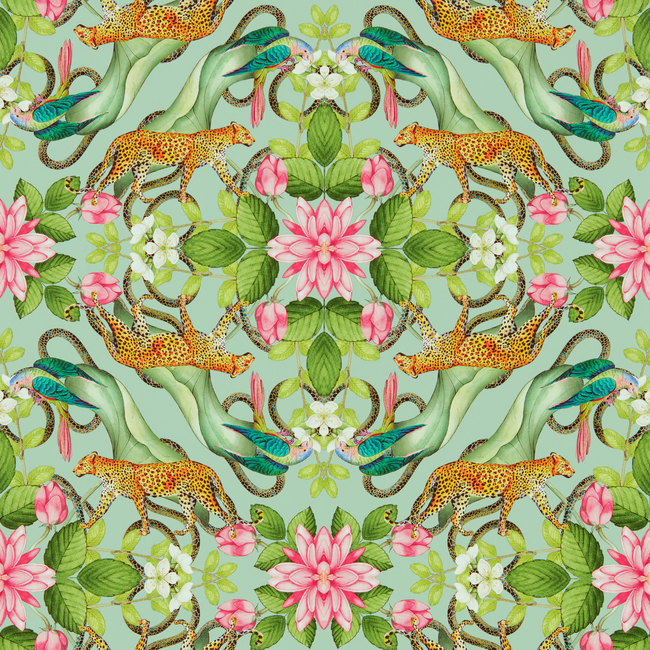 clarke & clarke - menagerie wallpaper - aqua - w0131/01.cac.0