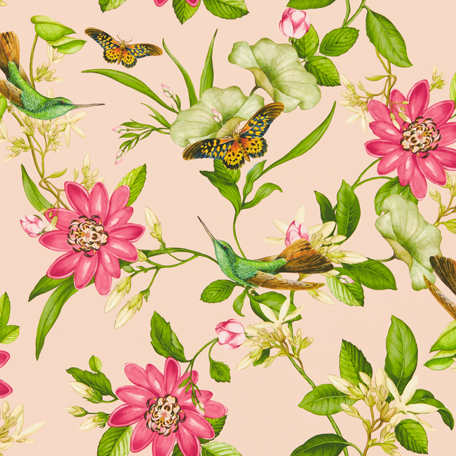 clarke & clarke - pink lotus wallpaper - blush - w0132/01.cac.0