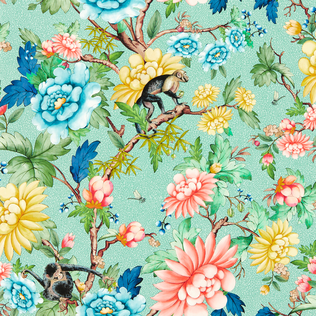 clarke & clarke - sapphire garden wallpaper - mineral - w0133/02.cac.0