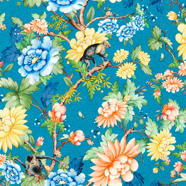 clarke & clarke - sapphire garden wallpaper - sapphire - w0133/03.cac.0