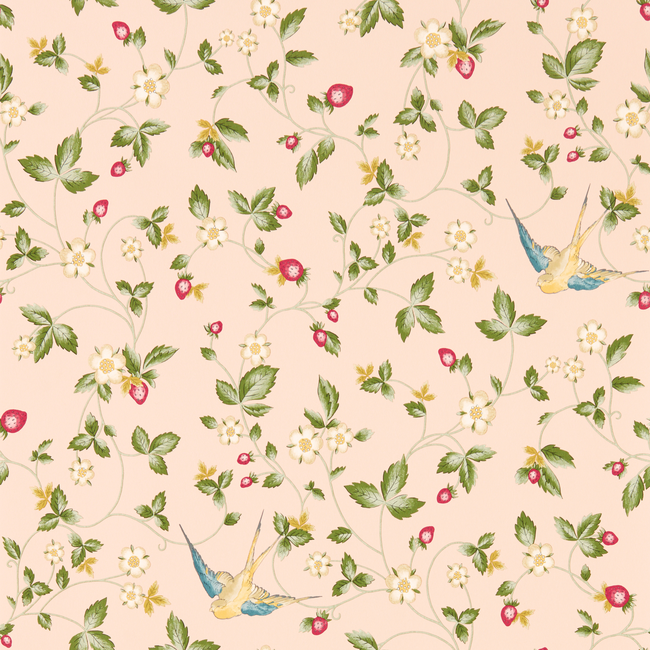 clarke & clarke - wild strawberry wallpaper - blush - w0135/01.cac.0