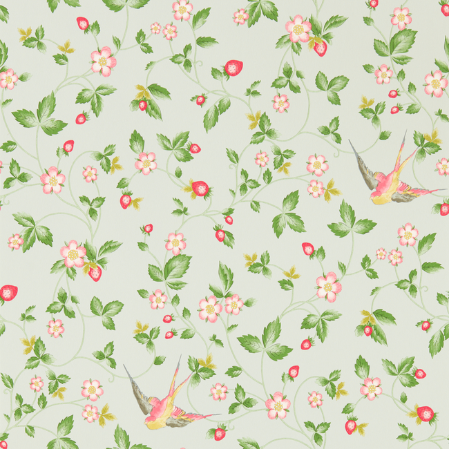 clarke & clarke - wild strawberry wallpaper - dove - w0135/02.cac.0