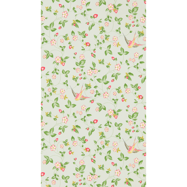 clarke & clarke - wild strawberry wallpaper - dove - w0135/02.cac.0