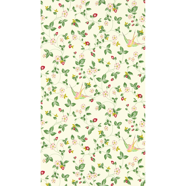 clarke & clarke - wild strawberry wallpaper - ivory - w0135/03.cac.0