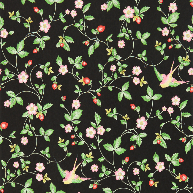 clarke & clarke - wild strawberry wallpaper - noir - w0135/04.cac.0