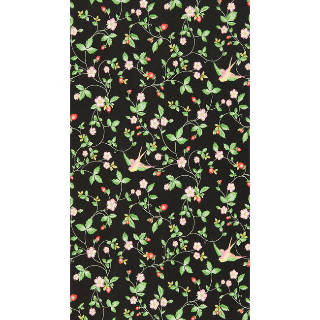 clarke & clarke - wild strawberry wallpaper - noir - w0135/04.cac.0