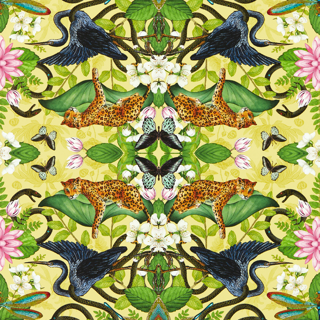 clarke & clarke - wonderlust wallpaper - citron - w0136/01.cac.0