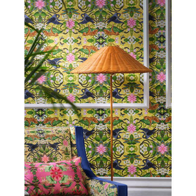 clarke & clarke - wonderlust wallpaper - citron - w0136/01.cac.0