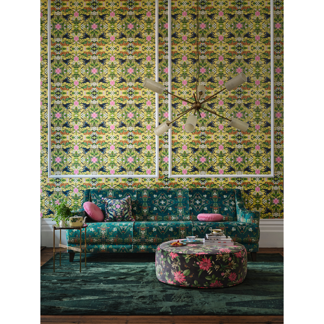 clarke & clarke - wonderlust wallpaper - citron - w0136/01.cac.0