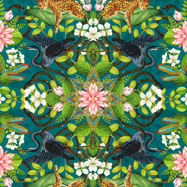 clarke & clarke - wonderlust wallpaper - teal - w0136/03.cac.0