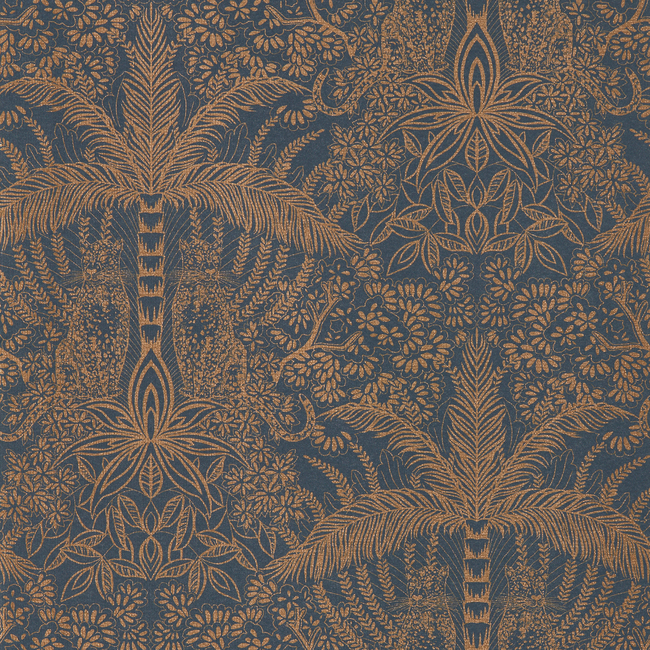 clarke & clarke - leopardo - copper/midnight wallpaper - w0141/02.cac.0