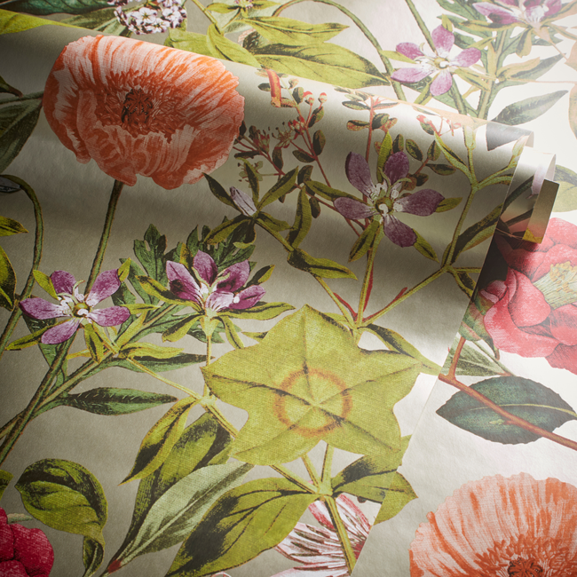 clarke & clarke - passiflora - mulberry/gilver wallpaper - w0143/03.cac.0