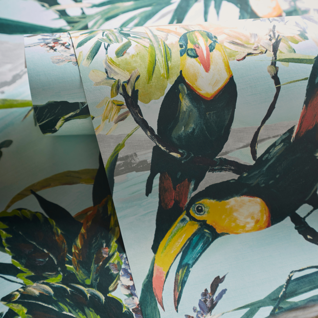 clarke & clarke - toucan - sky wallpaper - w0146/03.cac.0