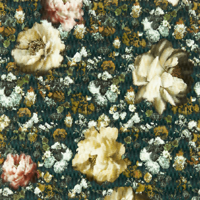 clarke & clarke - camile - teal/spice wallpaper - w0148/03.cac.0