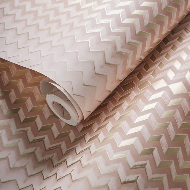 clarke & clarke - fragment - blush/gold wallpaper - w0150/01.cac.0