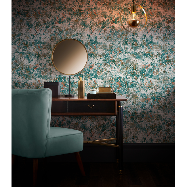 clarke & clarke - scintilla - teal/spice wallpaper - w0154/04.cac.0