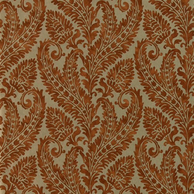 clarke & clarke - regale - russet gilver wallpaper - w0161/04.cac.0