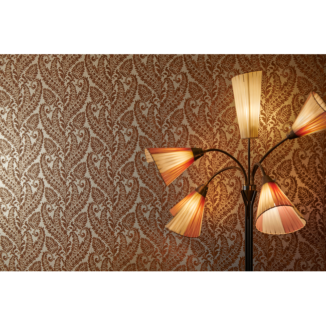 clarke & clarke - regale - russet gilver wallpaper - w0161/04.cac.0