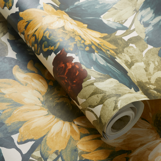 clarke & clarke - sunforest - olive russet wallpaper - w0162/03.cac.0