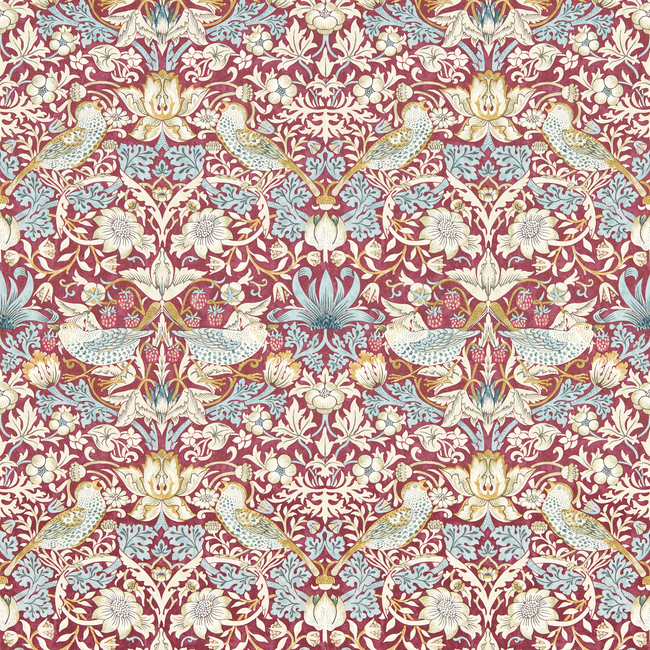 clarke & clarke - strawberry thief - plum wallpaper - w0171/04.cac.0