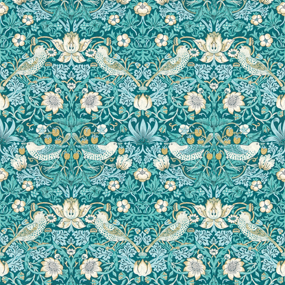 Clarke & Clarke - Strawberry Thief - Teal wallpaper - W0171/06.CAC.0