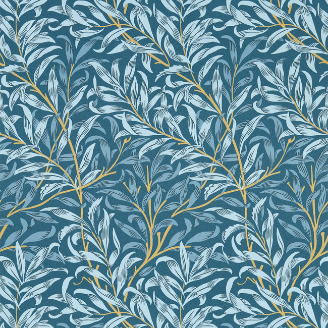 clarke & clarke - willow boughs - denim wallpaper - w0172/01.cac.0