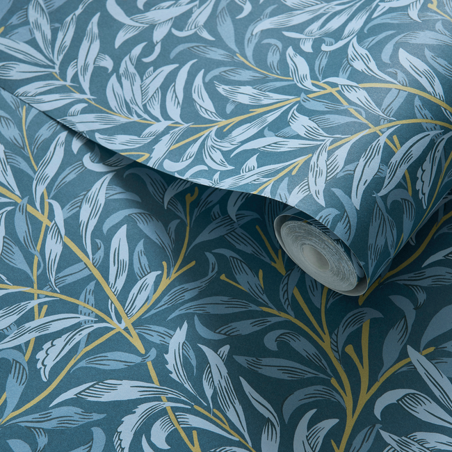 clarke & clarke - willow boughs - denim wallpaper - w0172/01.cac.0