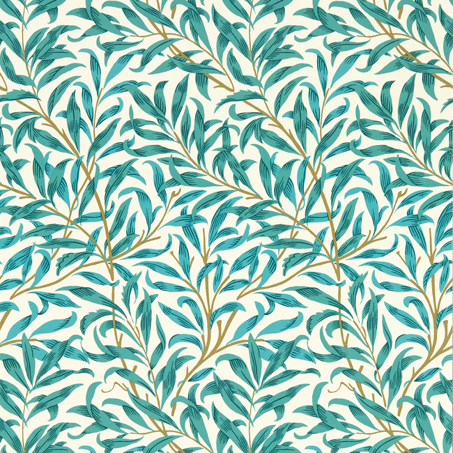 clarke & clarke - willow boughs - teal wallpaper - w0172/05.cac.0