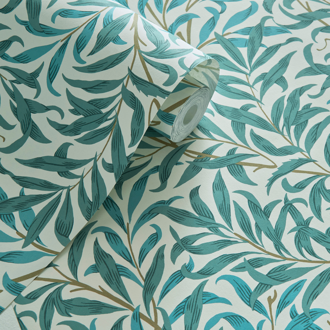 clarke & clarke - willow boughs - teal wallpaper - w0172/05.cac.0