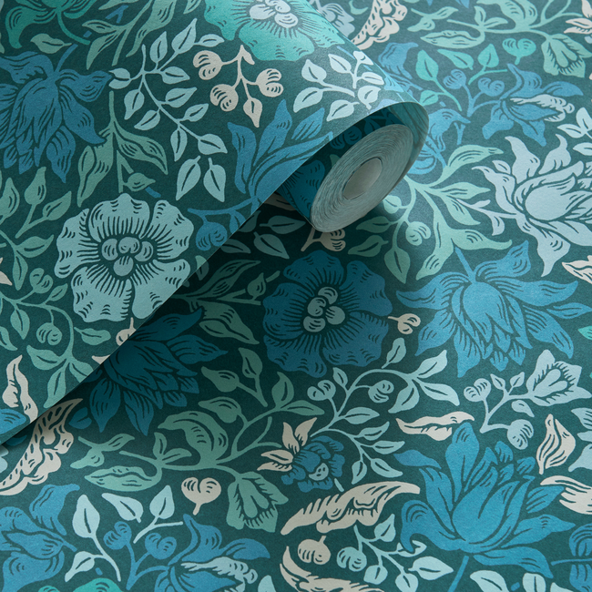 clarke & clarke - mallow - teal wallpaper - w0173/02.cac.0